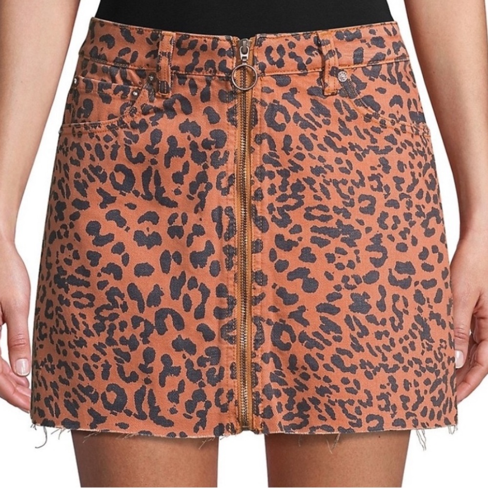 Free People Leopard Print Mini Skirt Size 25